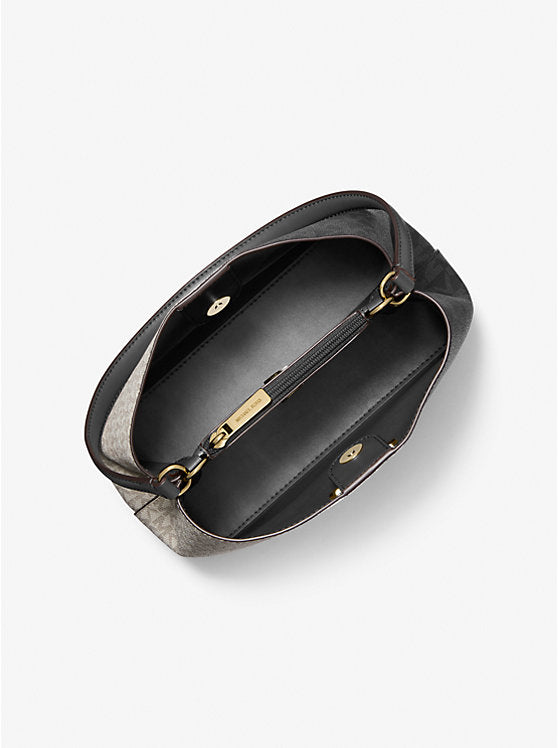 MICHAEL KORS Pratt Medium Two-Tone Signature Logo Shoulder Bag - Black Combo image 2