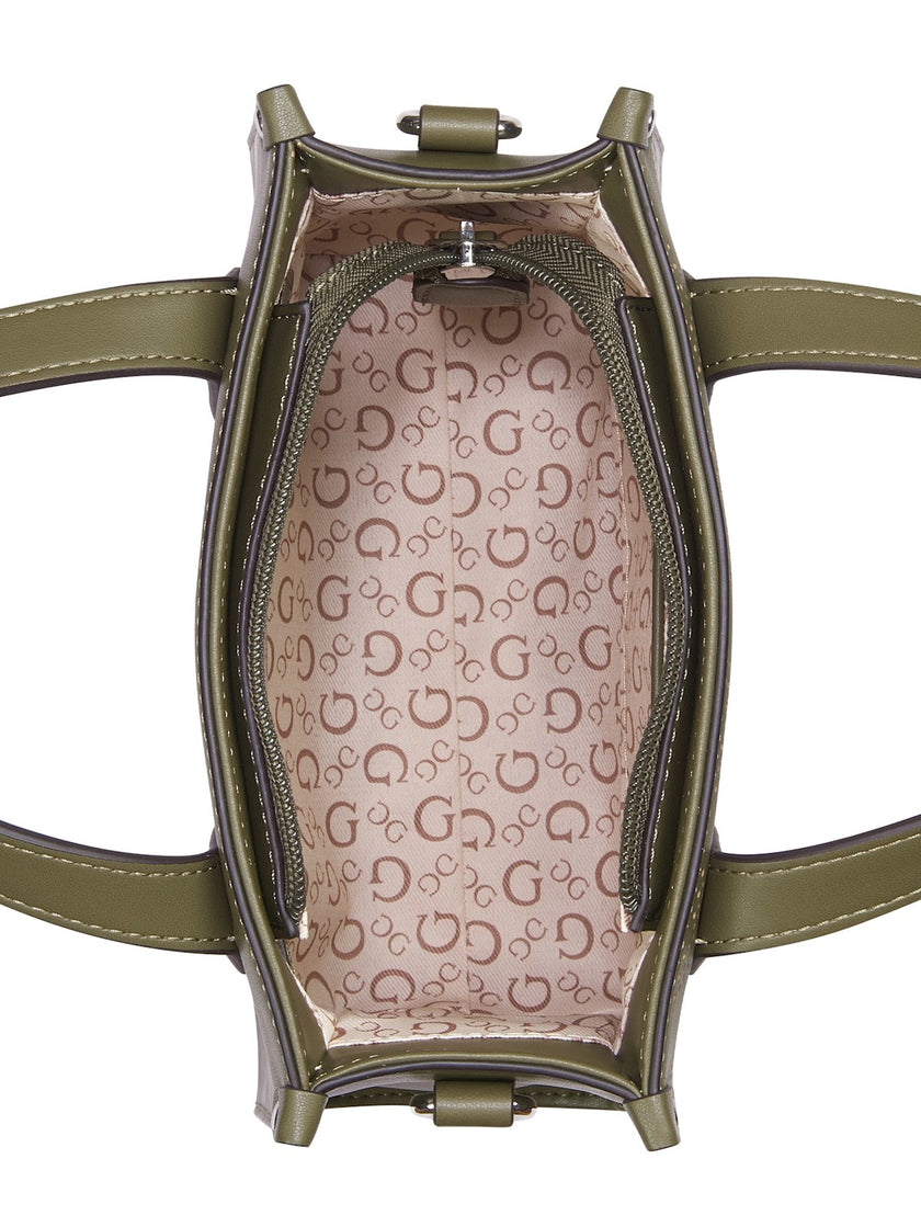 Guess Forber Perforated Logo Mini Tote - Green image 3