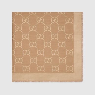 GUCCI Gg Jacquard Silk Wool Shawl image 1