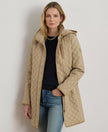 [AT DELHI] LAUREN RALPH LAUREN Womens Hooded Quilted Faux-Suede-Trim Coat - New Birch image 0