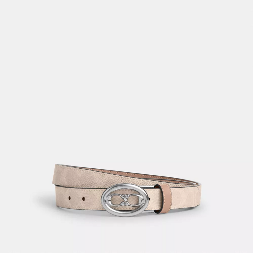 COACH Signature Buckle Cut To Size Belt, 25 Mm - Silver/Sand/Taupe image
