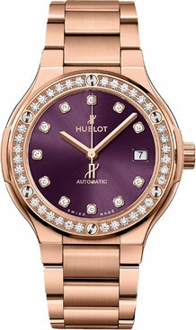 HUBLOT Classic Fusion Rose Gold Diamonds Women'S Watch 568.Ox.898V.Ox.1204 1