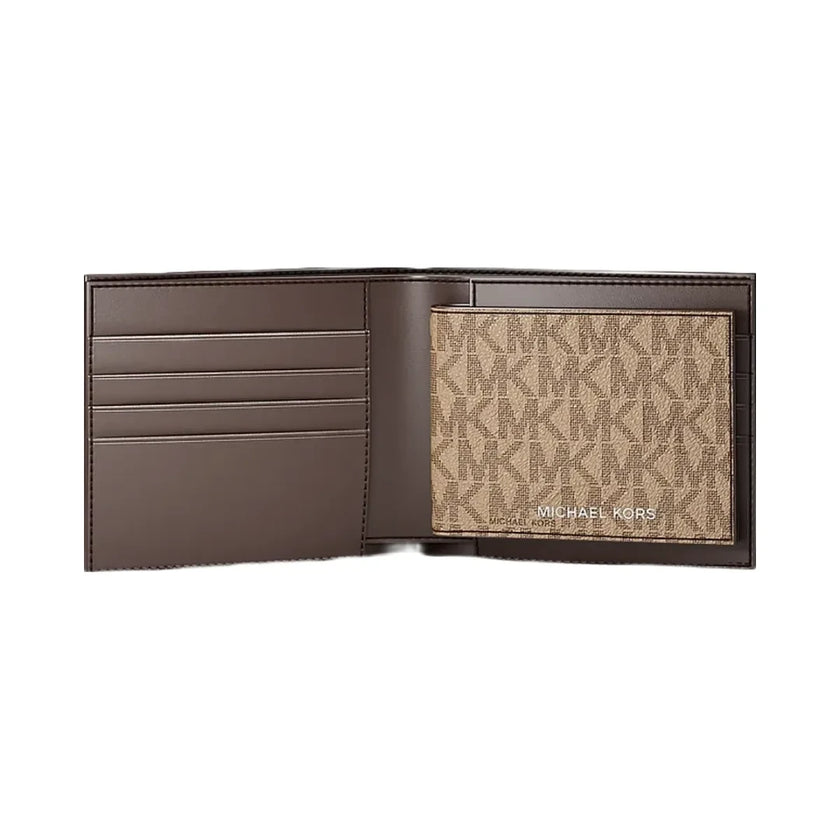 [At India] MICHAEL KORS Cooper Logo Billfold Wallet With Passcase - Camel