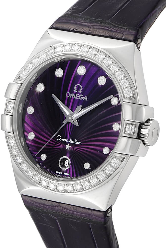 OMEGA Constellation Purple Dial Diamond Women'S Watch 123.18.35.60.60.001 2