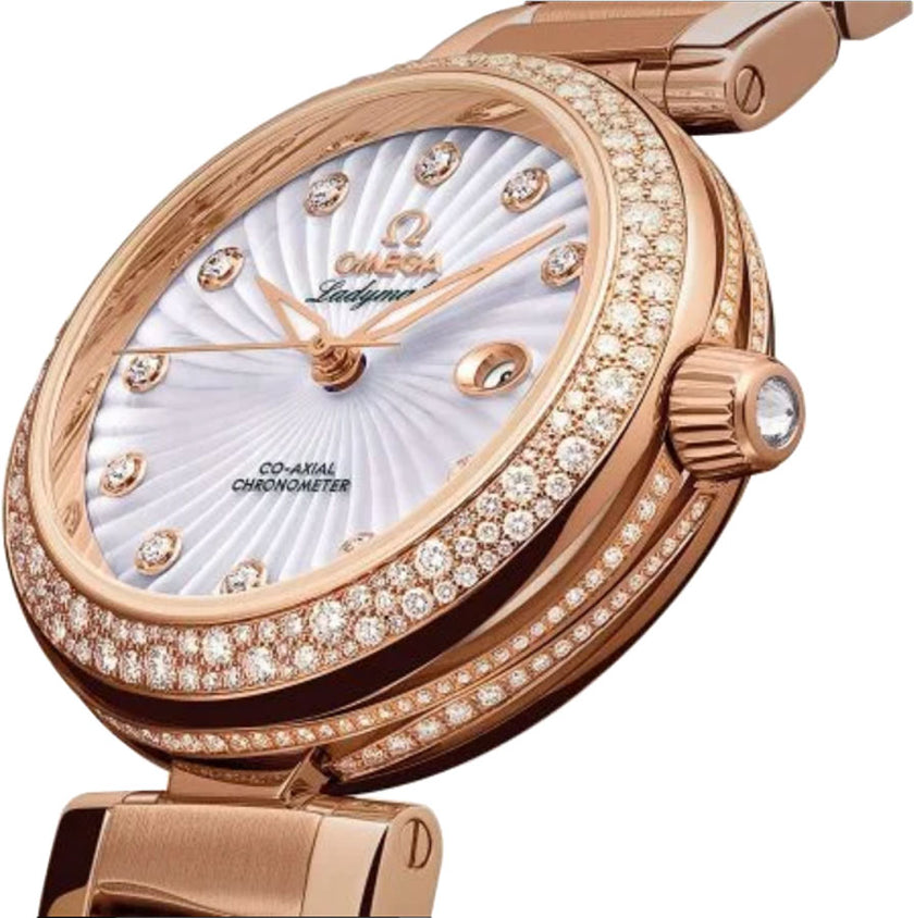 OMEGA De Ville Ladymatic Rose Gold Diamond Women'S Watch 425.65.34.20.55.003 2