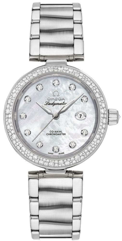 OMEGA De Ville Ladymatic Pearl White & Diamond Dial Stainless Ladies Watch 425.35.34.20.55.002 1