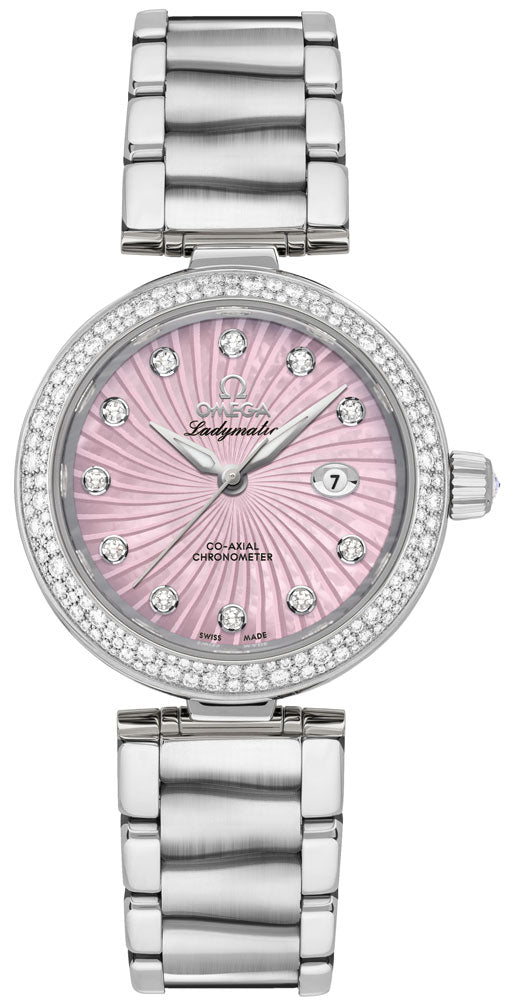 OMEGA De Ville Ladymatic Pearl Pink Dial & Diamond Women'S Luxury Watch 425.35.34.20.57.001 1