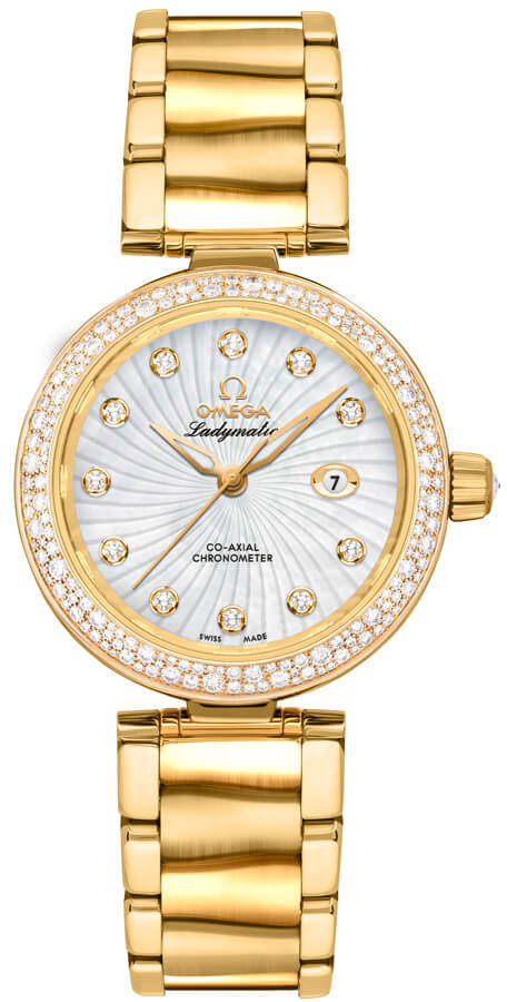 OMEGA De Ville Ladymatic Solid 18K Yellow Gold Diamond Women'S Watch 425.65.34.20.55.004 1