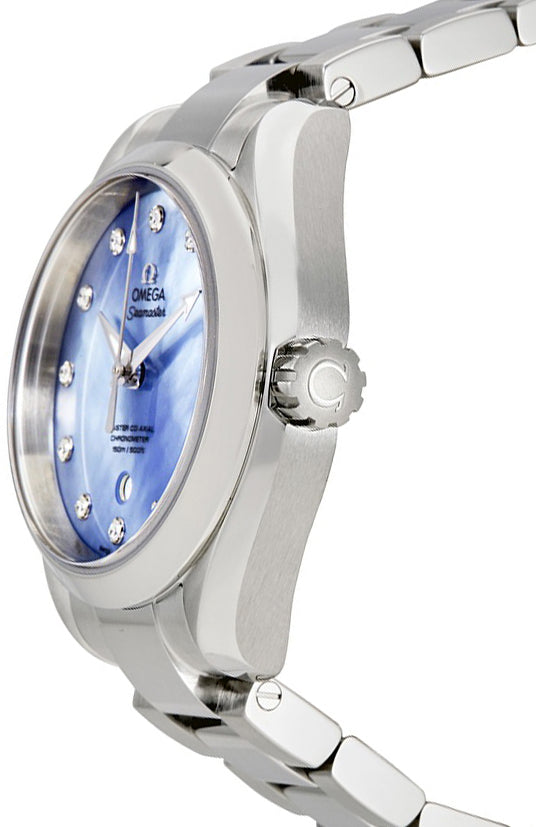 OMEGA Seamaster Aqua Terra Pearl Blue & Diamond Dial Women'S Watch 231.10.34.20.57.002 2