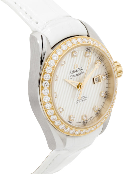 OMEGA Seamaster Aqua Terra Co-Axial Diamond And White Pearl Women'S Watch 231.28.34.20.55.001 2