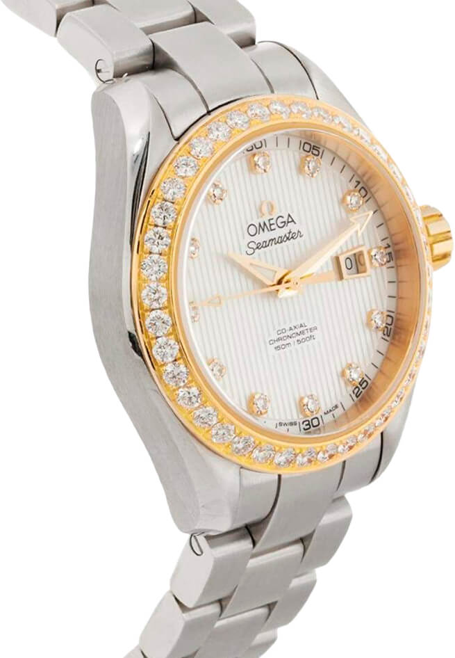 OMEGA Seamaster Aqua Terra 18K Gold & Steel Diamond Women'S Watch 231.25.30.20.55.004 2