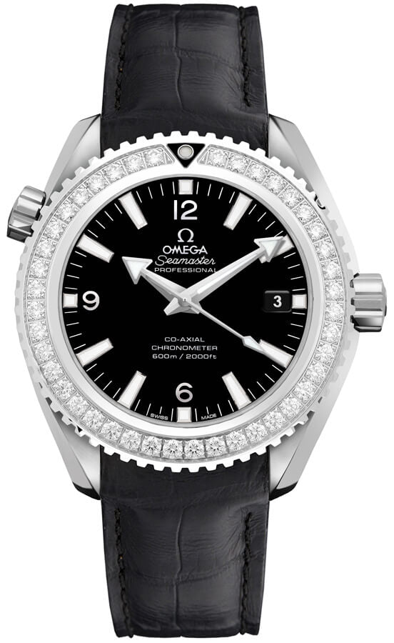 OMEGA Seamaster Planet Ocean Diamond Bezel Black Leather Luxury Watch 232.18.42.21.01.001 1