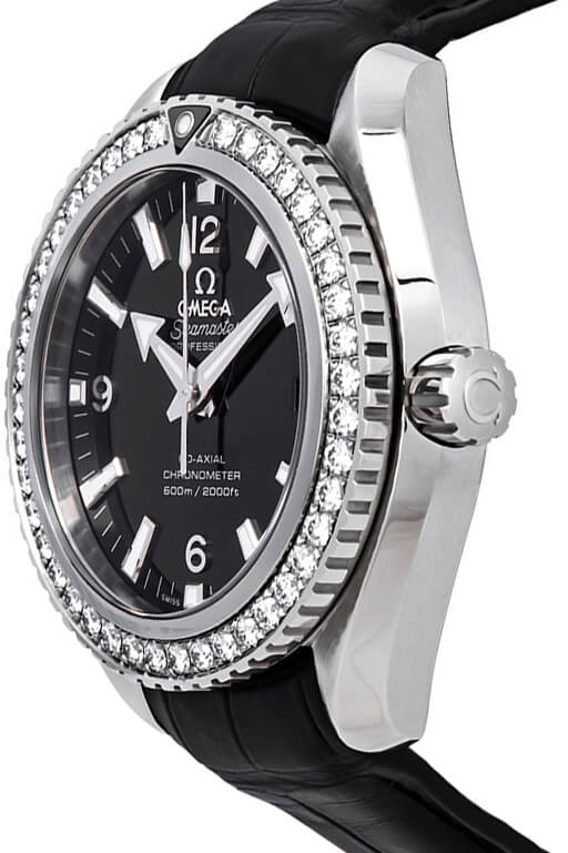 OMEGA Seamaster Planet Ocean Diamond Bezel Black Leather Luxury Watch 232.18.42.21.01.001 2