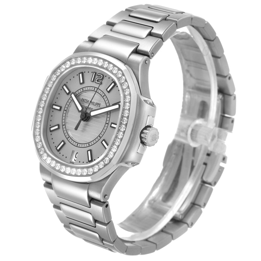 Patek Philippe Nautilus Diamond Bezel Silver Opaline Dial 7008/1A-011 34 mm