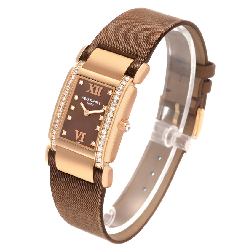 Patek Philippe Twenty~4 Rose Gold Brown Diamond Dial 4920R-001 30 × 25 mm