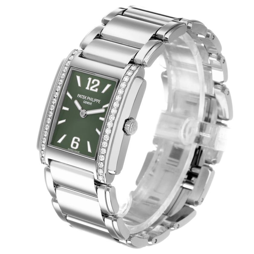 Patek Philippe Twenty~4 Olive Green Dial Diamond 4910/1200A-011 25.1 × 30 mm