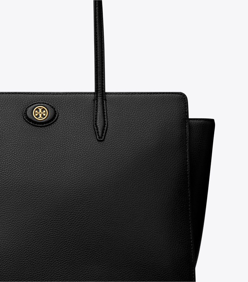 TORY BURCH Robinson Pebbled Tote -  Black