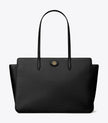 TORY BURCH Robinson Pebbled Tote -  Black