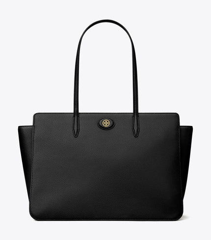 TORY BURCH Robinson Pebbled Tote -  Black