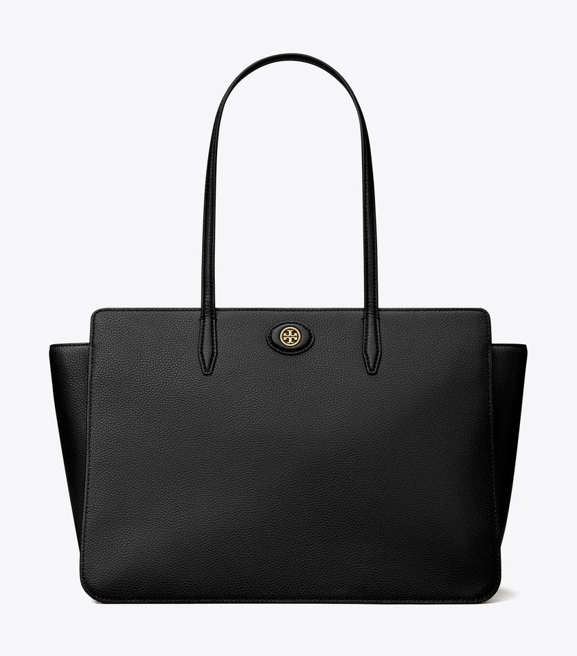 TORY BURCH Robinson Pebbled Tote -  Black