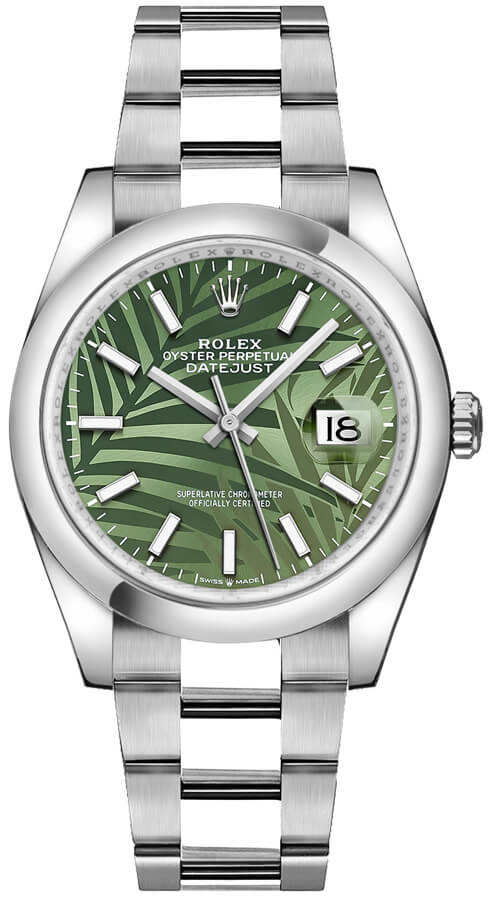 ROLEX Datejust 36 Olive Green Palm Motif Dial Unisex Watch 126200-0020 1