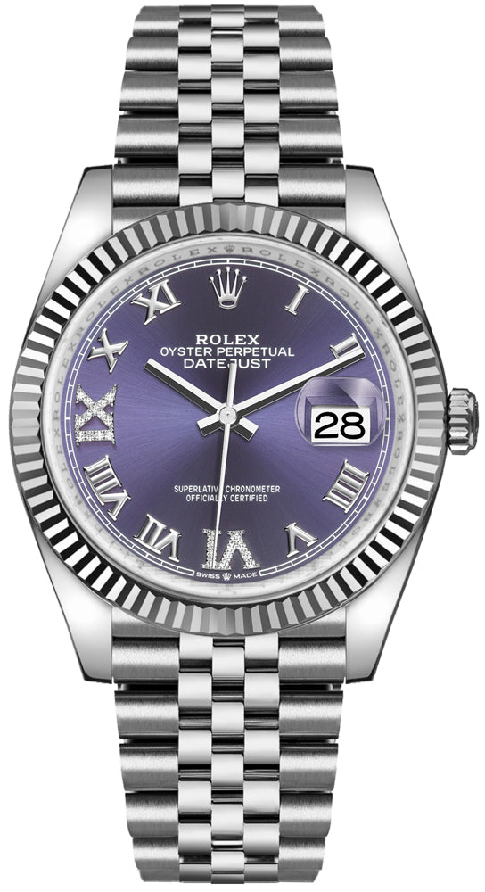 ROLEX Datejust 36 Aubergine Dial Fluted Bezel Women'S Watch 126234-0021 1