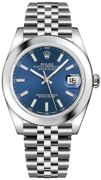 ROLEX Datejust 41 Blue Dial Domed Bezel Oystersteel Men'S Watch 126300-0002 1