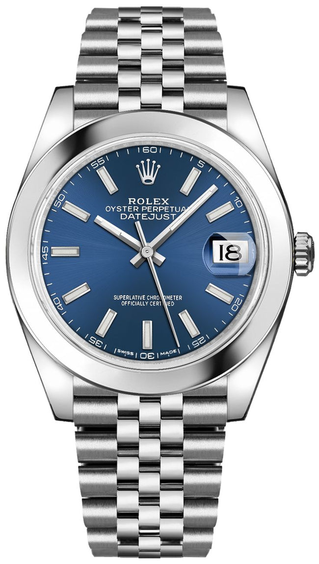 ROLEX Datejust 41 Blue Dial Domed Bezel Oystersteel Men'S Watch 126300-0002 1