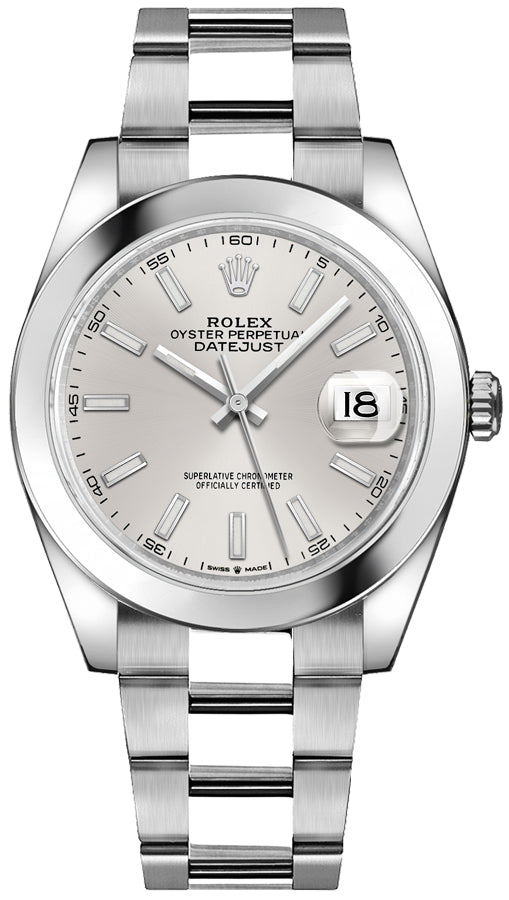 ROLEX Datejust 41 Men'S Silver Dial Domed Bezel Watch 126300-0003 1