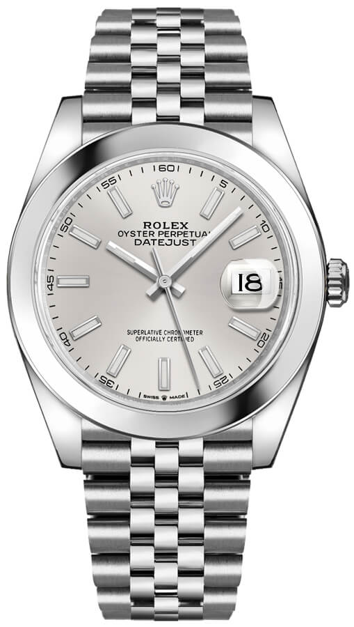 ROLEX Datejust 41 Silver Dial Smooth Bezel Men'S Watch 126300-0004 1