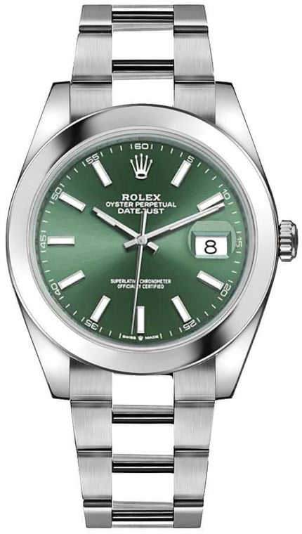 ROLEX Datejust 41 Mint Green Dial Smooth Bezel Men'S Watch 126300-0019 1