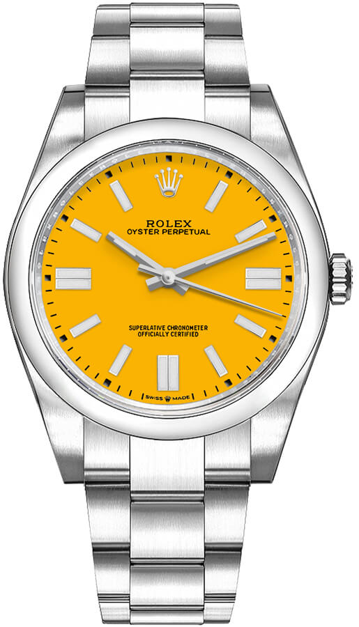 ROLEX Oyster Perpetual 41 Yellow Dial Oystersteel Men'S Watch 124300-0004 1