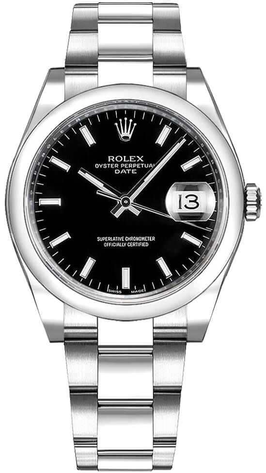 ROLEX Oyster Perpetual Date 34 Black Dial Watch 115200 1