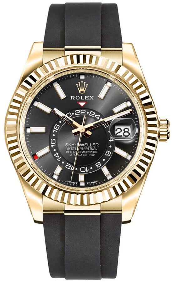 ROLEX Sky-Dweller 18K Yellow Gold Oysterflex Men'S Watch 336238-0002 1