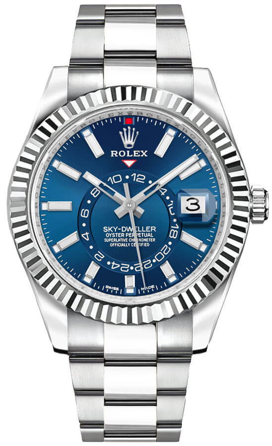 ROLEX Sky-Dweller Fluted Bezel Oystersteel Men'S Watch 326934-0003 1