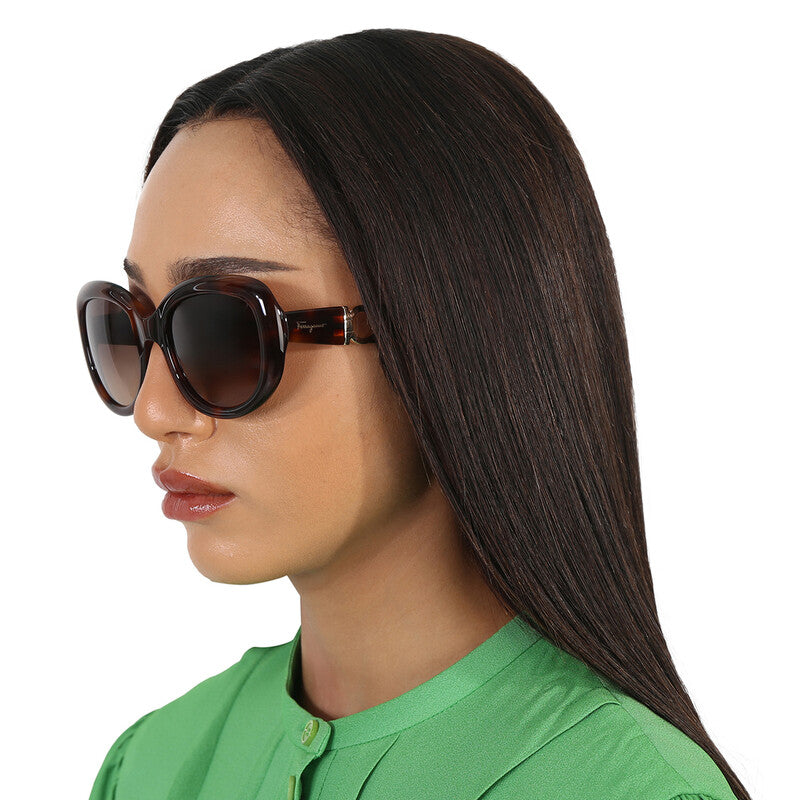 [At India] Salvatore Ferragamo Brown Oval Ladies Sunglasses SF727S 214 53