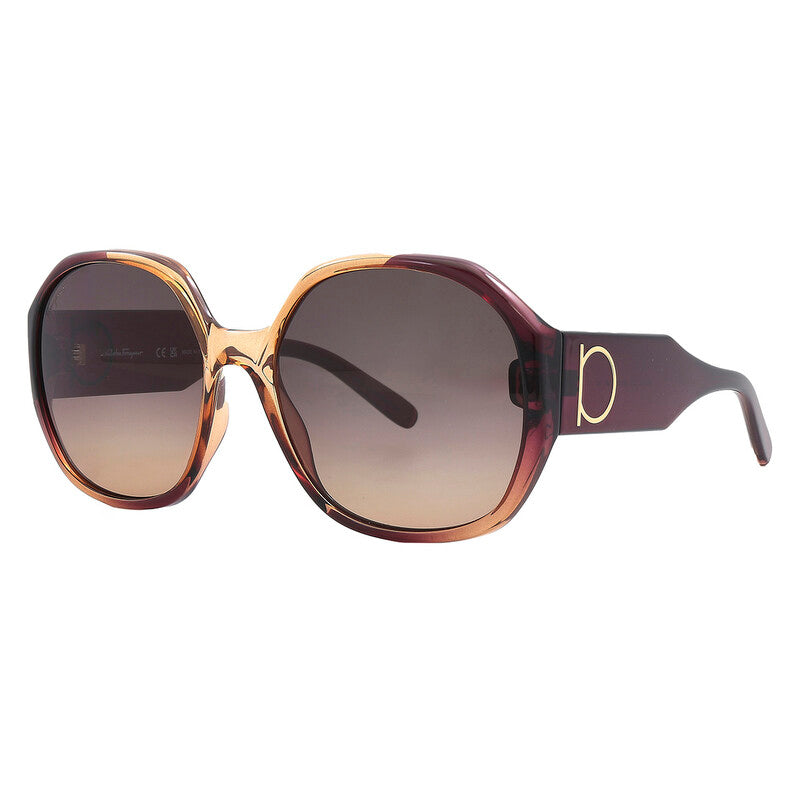 [At India] FERRAGAMO Grey Gradient Oval Ladies Sunglasses SF943S 212 60
