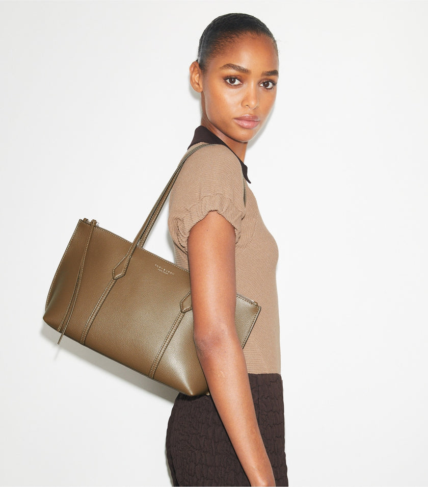 [Arriving at India] TORY BURCH  Small Perry ZIP Tote - Wild Mushroom