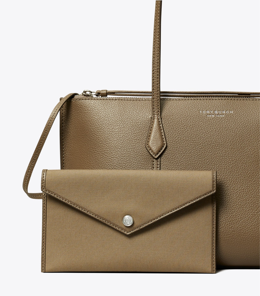 [Arriving at India] TORY BURCH  Small Perry ZIP Tote - Wild Mushroom