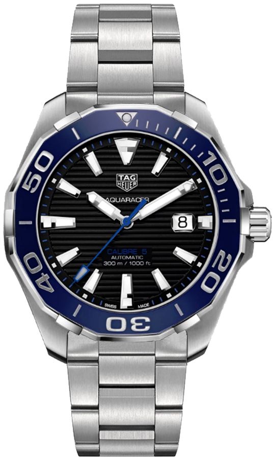 TAG HEUER Aquaracer Black Dial Blue Ceramic Bezel Men'S Watch Way201C.Ba0927 1