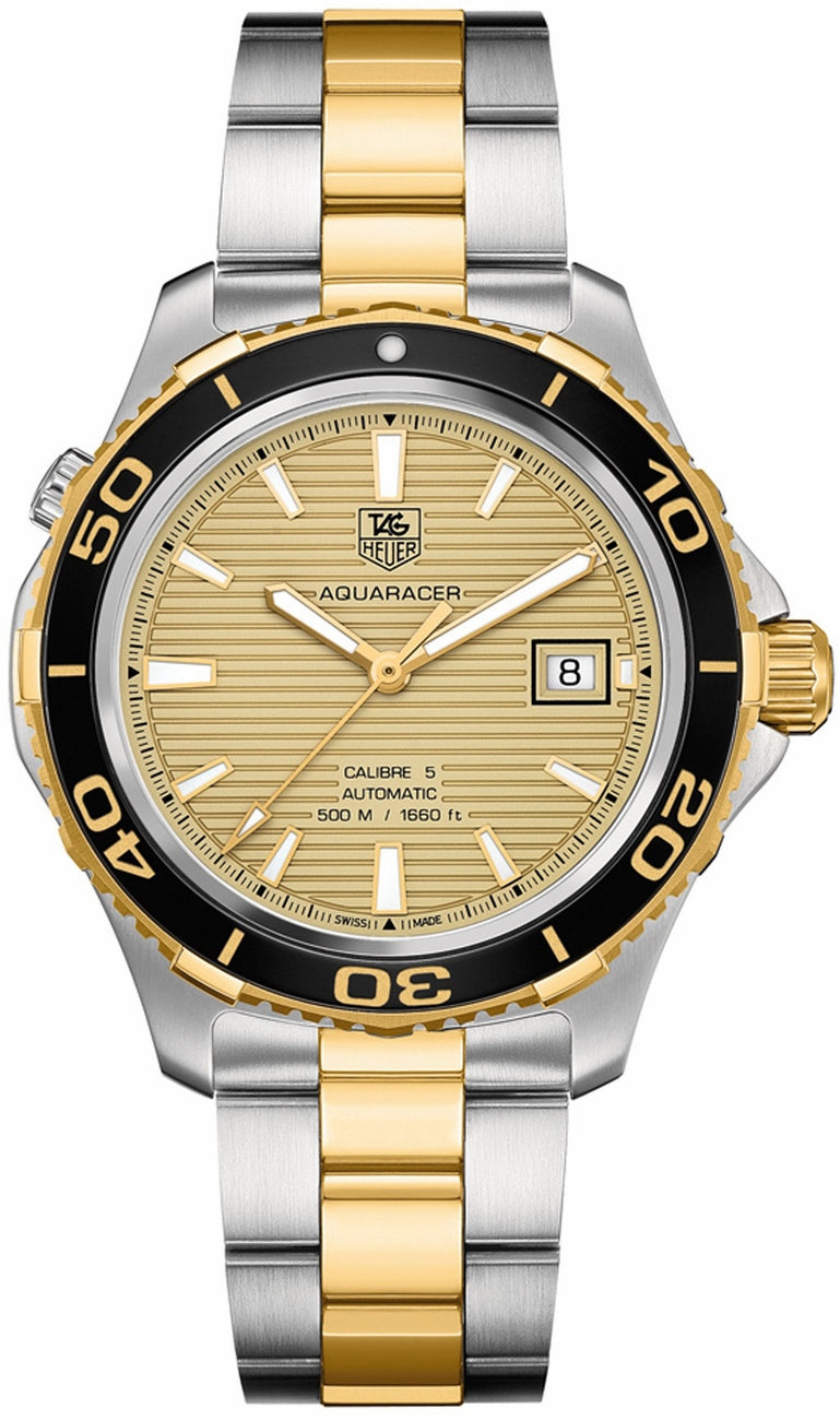 TAG HEUER Aquaracer Gold Dial Calibre 5 500M Men'S Watch Wak2121.Bb0835 1