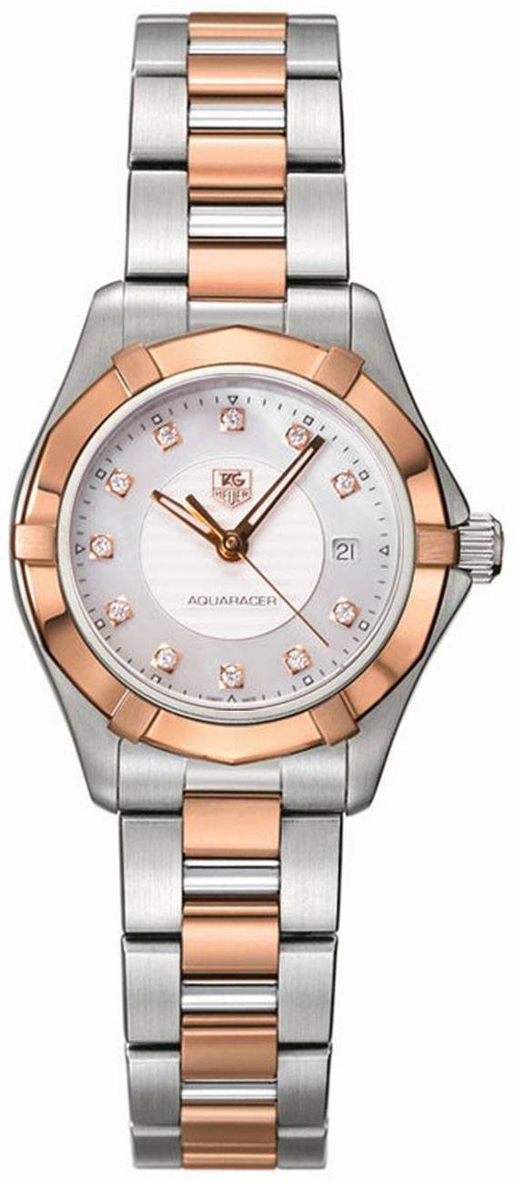 TAG HEUER Aquaracer White Pearl & Diamond Dial Ladies Watch Wap1451.Bd0837 1