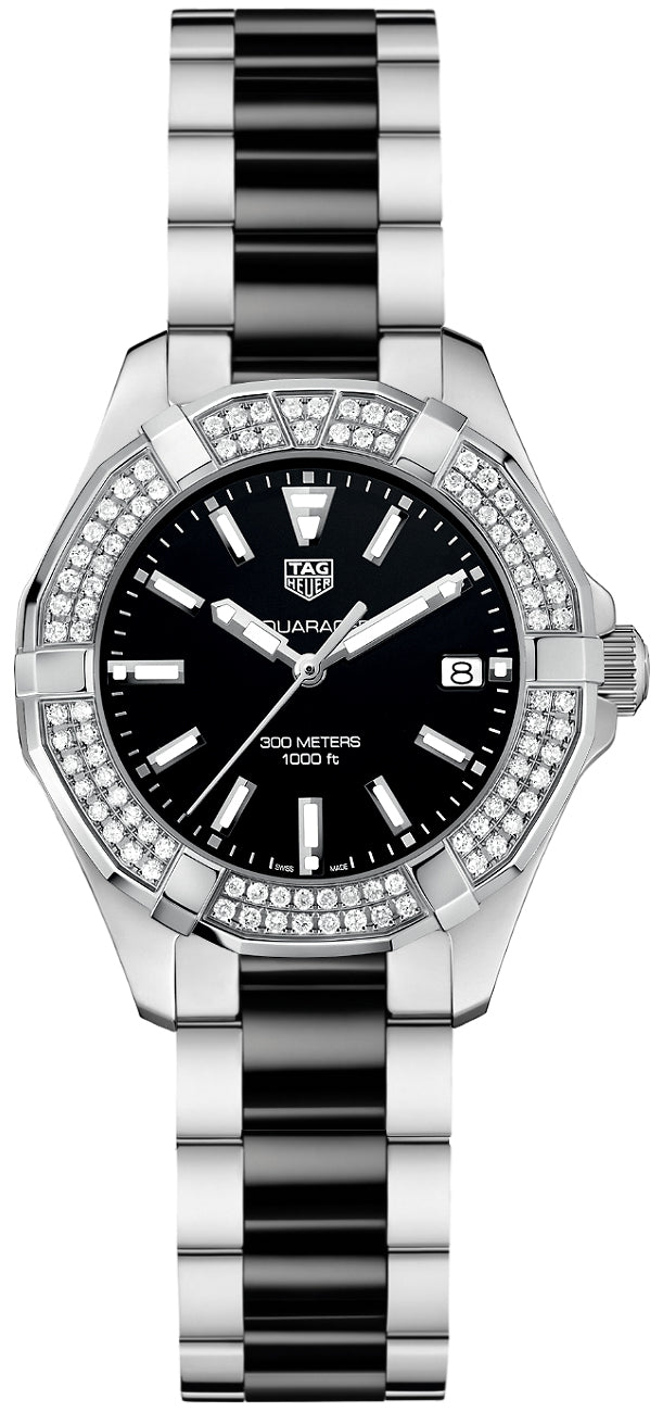 TAG HEUER Aquaracer Black Dial Diamond Ladies Watch Way131E.Ba0913 1