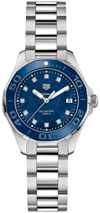 TAG HEUER Aquaracer Pearl Blue & Diamond Ladies Watch Way131L.Ba0748 1