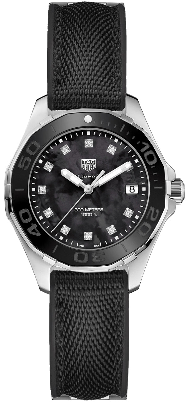 TAG HEUER Aquaracer Black Pearl & Diamond Ladies Dive Watch Way131M.Ft6092 1