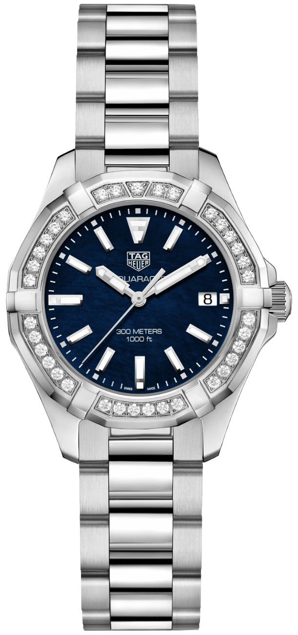 TAG HEUER Aquaracer Blue Pearl & Diamond Steel Ladies Watch Way131N.Ba0748 1