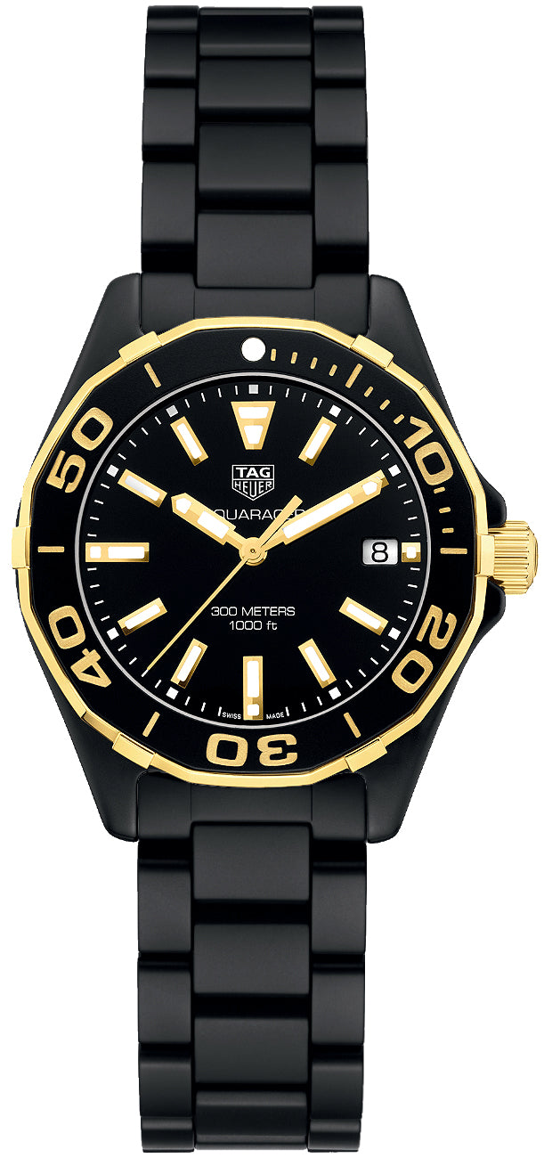 TAG HEUER Aquaracer Black & Gold Women'S Watch Way1321.Bh0743 1