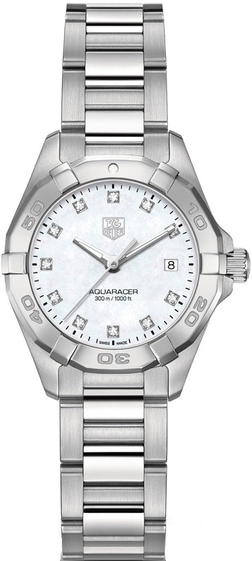 TAG HEUER Aquaracer White Pearl Diamond Ladies Watch Way1413.Ba0920 1