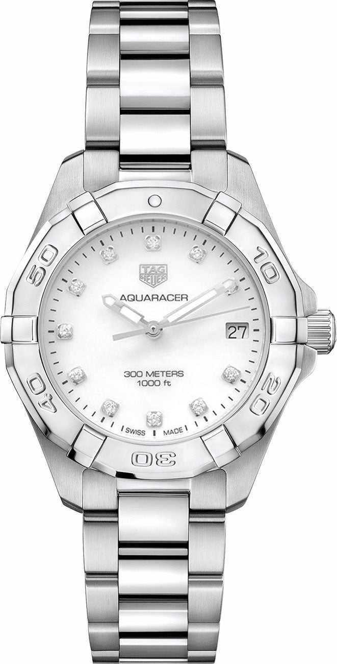 TAG HEUER Aquaracer White Pearl & Diamond Dial Women'S Watch Wbd1314.Ba0740 1