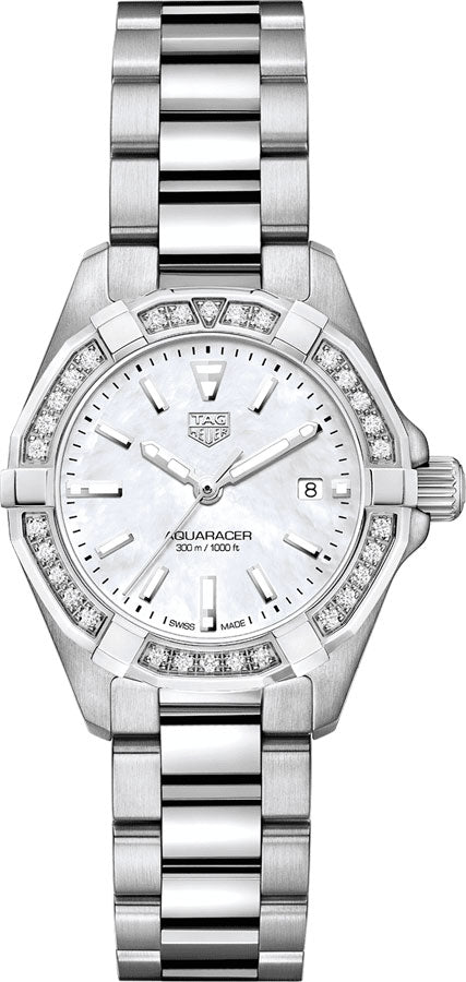TAG HEUER Aquaracer White Pearl Diamond Ladies Luxury Watch Wbd1413.Ba0741 1